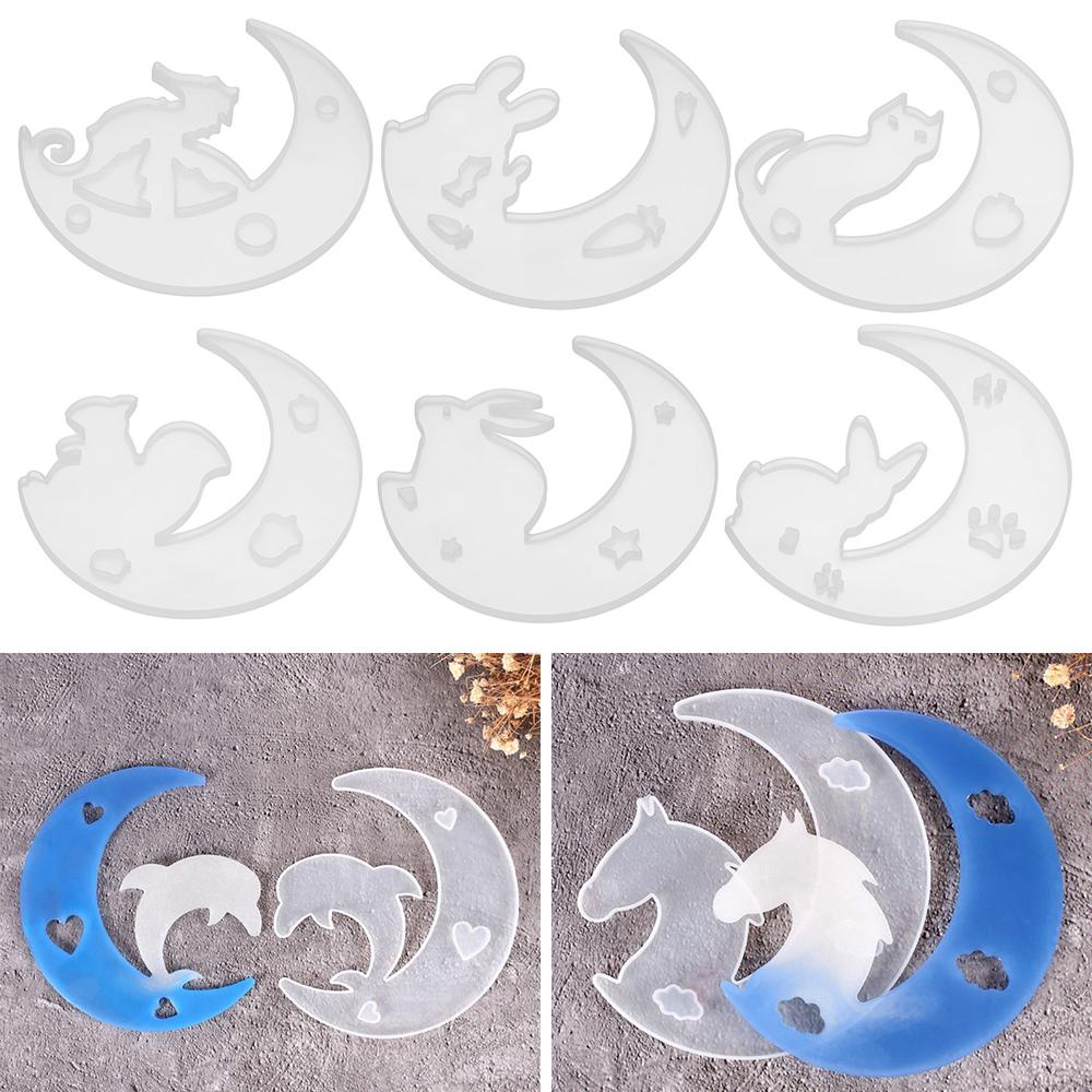 Solighter Cetakan Silikon Kucing Kelinci Hadiah DIY Ornamen Dekorasi Rumah Keychain Membuat Lem Kristal