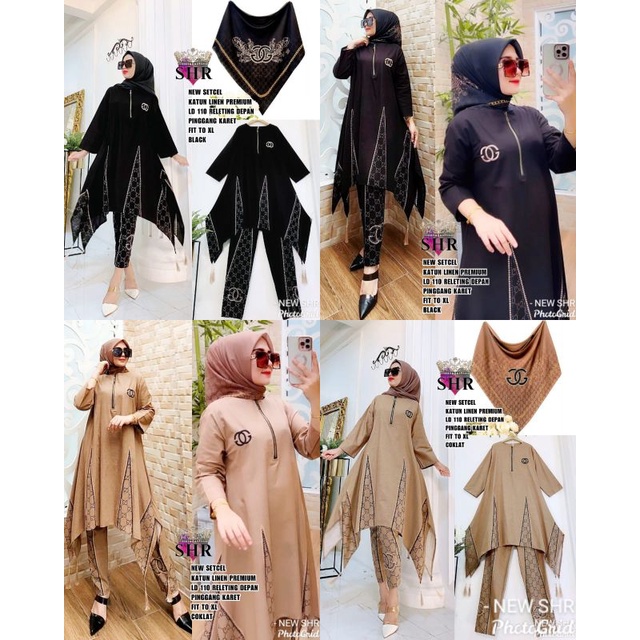 COD  NEW SHR ORI 100% SETCEL SETELAN CELANA KATUN LINEN PREMIUM SYAHIRA