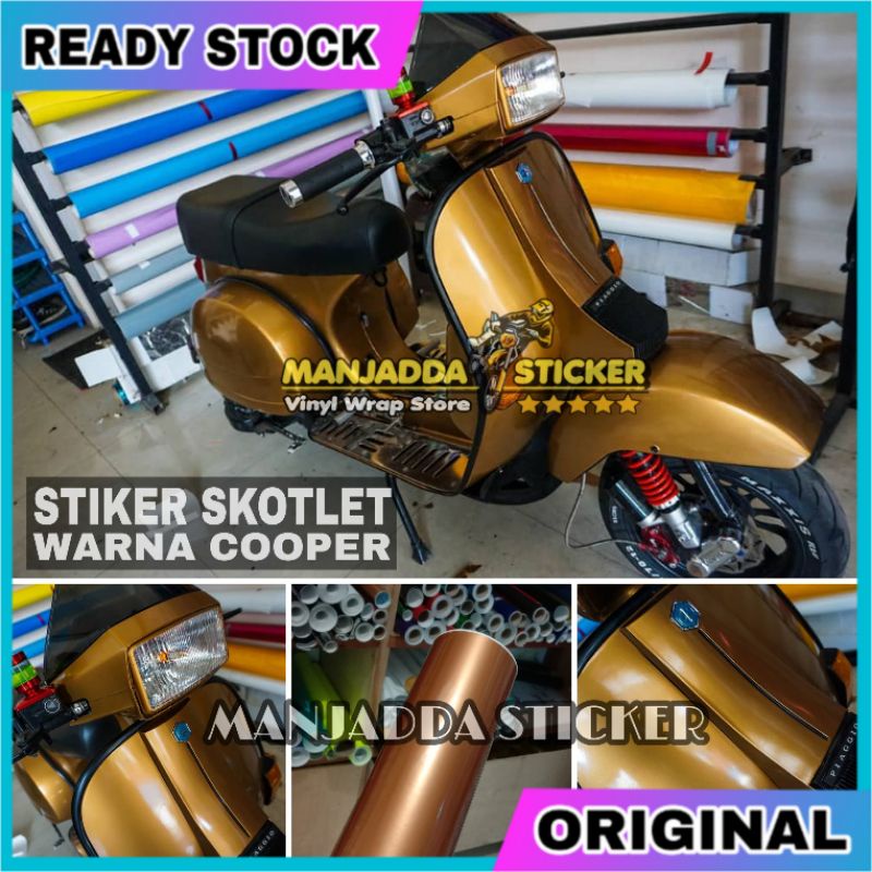 stiker skotlet motor warna gold cooper super glossy