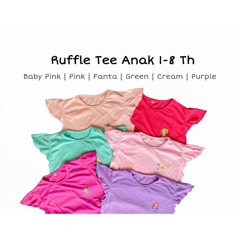 (COD) Kaos Anak Perempuan Murah 2 4 6 8 10 Tahun / Baju Anak Kaos Ruffle Tee Anak Cewek Callysta