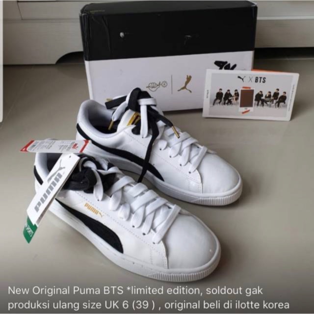 Last stock  Original New Puma x BTS limited edition size 39 (UK 6) patent leather, ada card BTS