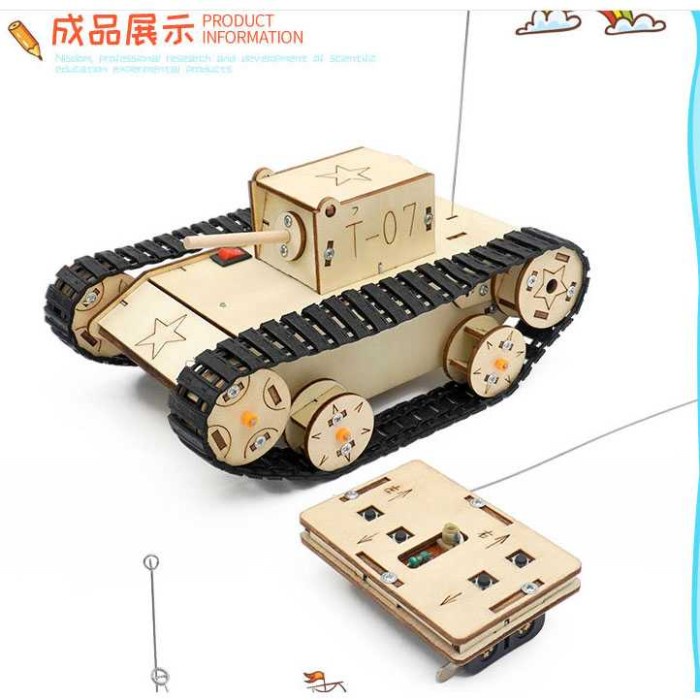Tank Remote Control Mainan Anak T DIY Assembly Children Toy C-37C - Coklat