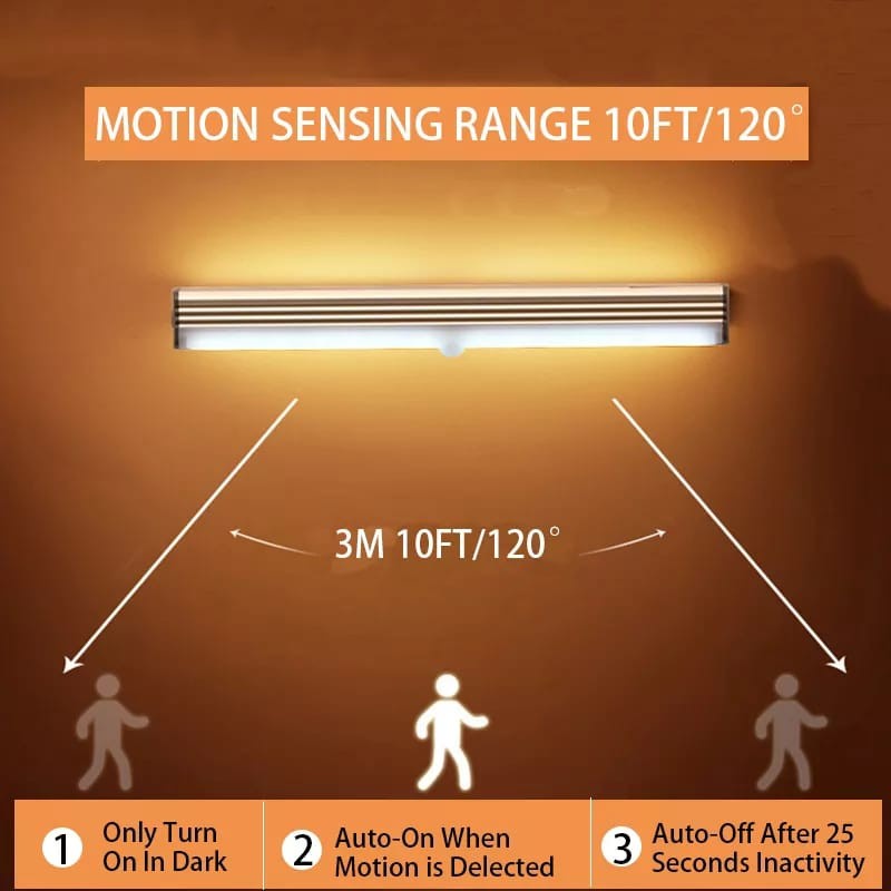 Lampu Sensor Gerak LED Tempel Sensor Lampu Gerak Lemari Kamar Lampu Dinding Lampu Baca Bentuk Batang Sensor