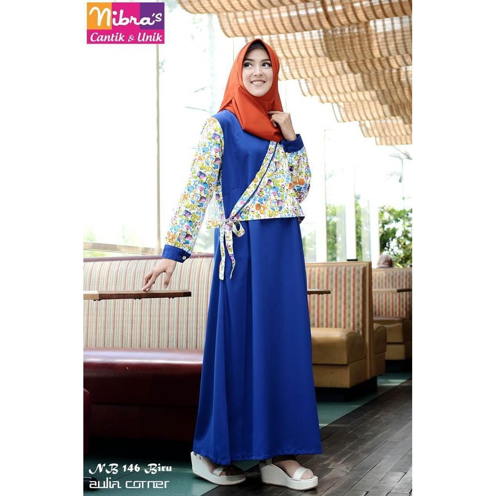 New Nibras Nb 146 Biru Baju Hamil Muslim Gaun Pesta Muslim Shopee Indonesia