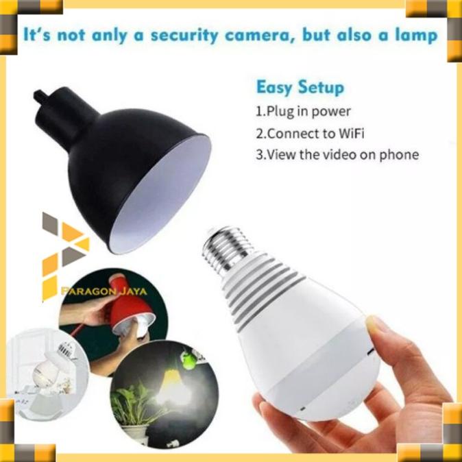 IP Camera CCTV Bulb WiFi Panoramic V380 Lampu Bohlam VR Spy Cam Owlcam