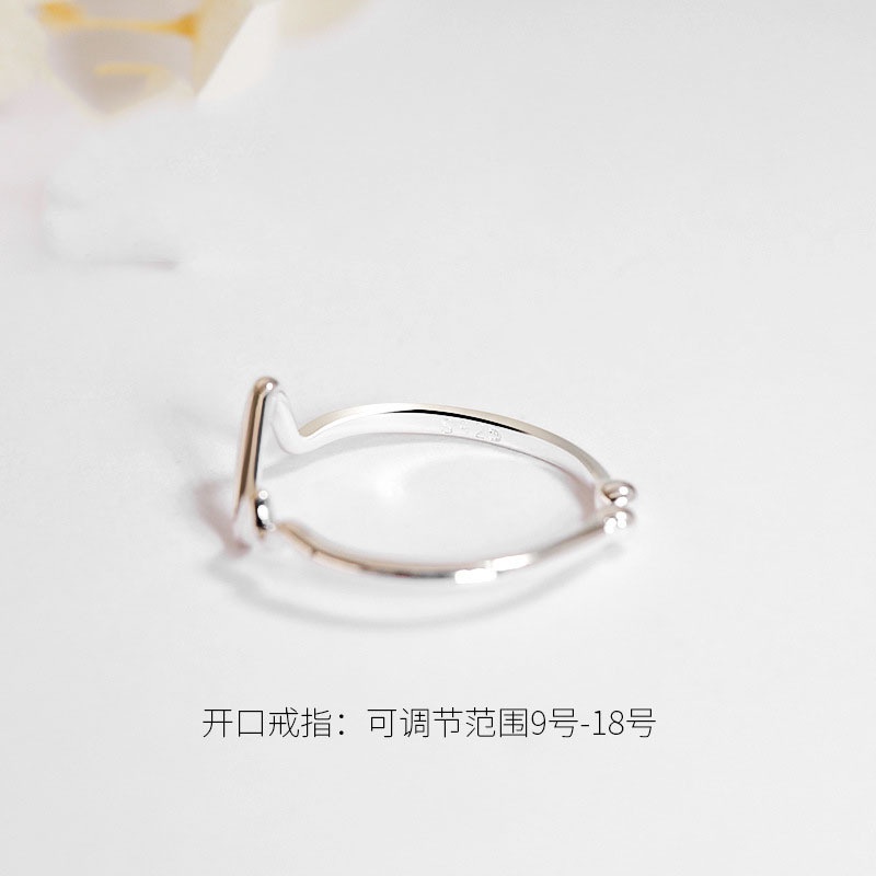 6 styles silver electrocardiogram heartbeat line rose not rusty opening adjustable men's and women's ring Korean version of simple jewelry accessories