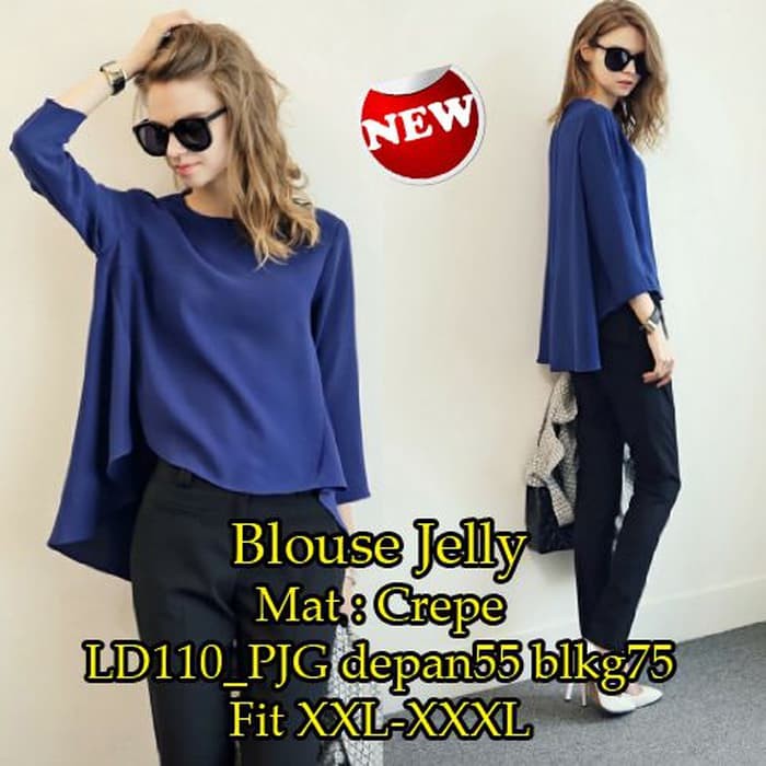 Atasan Wanita SS Pusat Baju BM kem [ Blouse Jelly SW] wanita blouse korea warna biru BCA BL