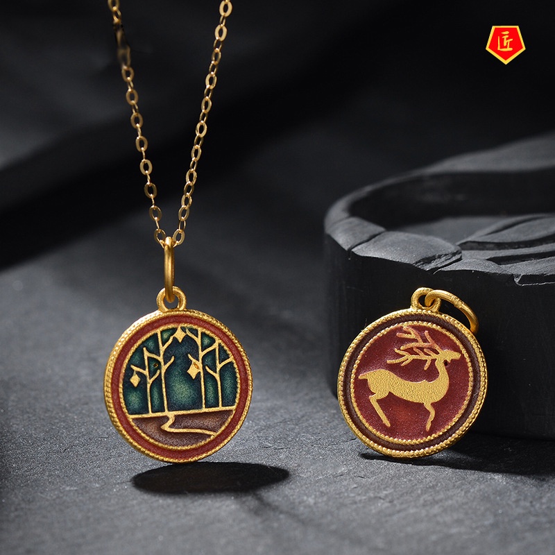 [Ready Stock]Women's Golden 3D Christmas Elk Pendant Lucky Beats  Accessories