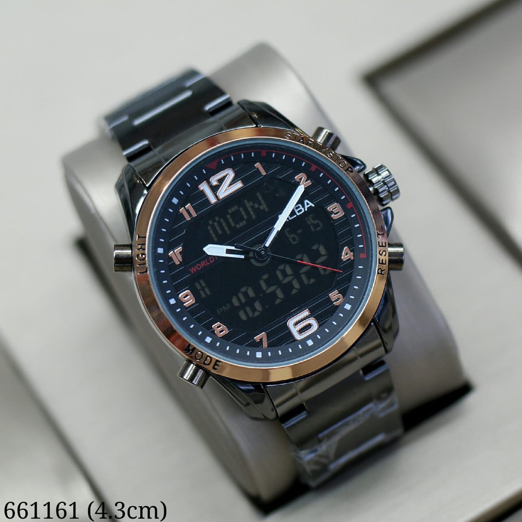 JAM TANGAN COWOK / PRIA ALBA ANALOG DIGITAL STAINLESS