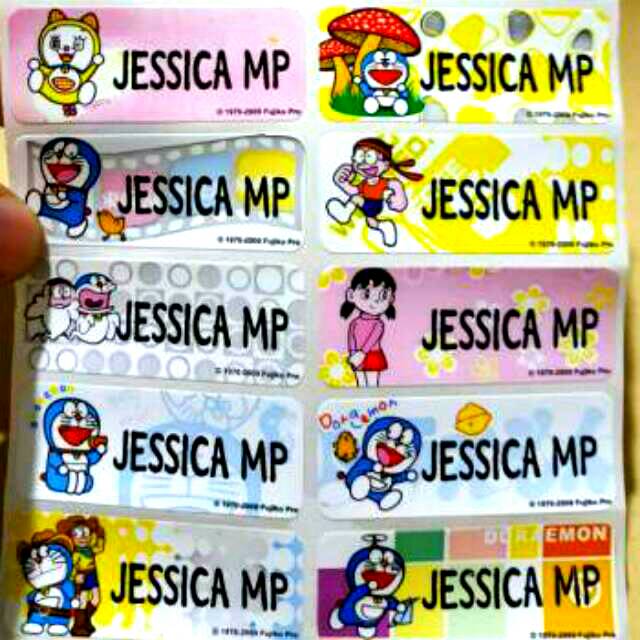 

Label nama anti air stiker waterproof Doraemon