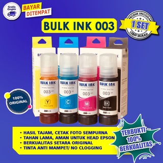 BULK INK 003 1 Set CMYK Tinta Printer Epson L3210 L3110 L3150 L5190 L1110 L3101 L3100 Original Berkualitas Aman Untuk Head [BISA COD]