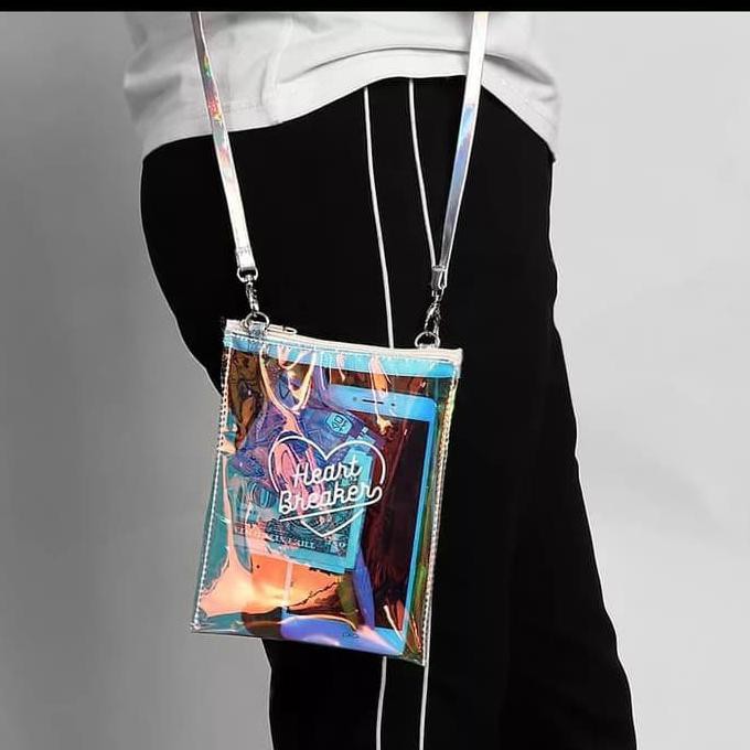 messenger sling bag transparent clear holo tas  selempang  