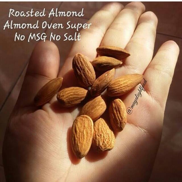 Almond oven 100gr roasted almond halal kacang almond panggang badam asibooster cemilan bumil promil diet keto vegan vegetarian