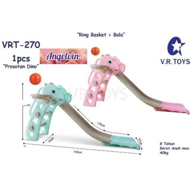 Terbaru  Mainan Anak Prosotan Dino Ring Basket + Bola VRT-270 Perosotan - Merah Muda