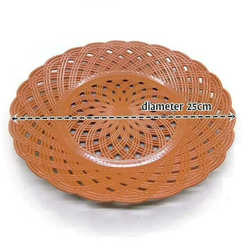 PIRING, PIRING PLASTIK , PIRING MOTIF ROTAN - harga PER 1LUSIN / 12PCS