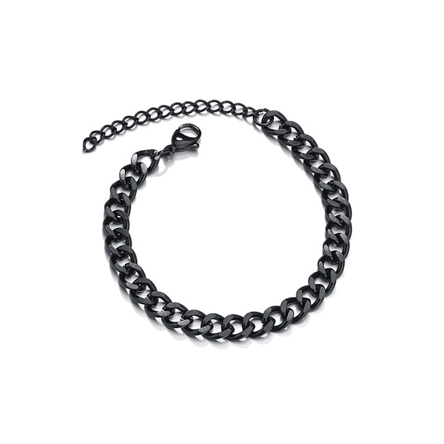 LRC Gelang Fashion Steel Color 3mm*22cm Polished Double-sided Cuban Chain 18k Gold Titanium Steel.