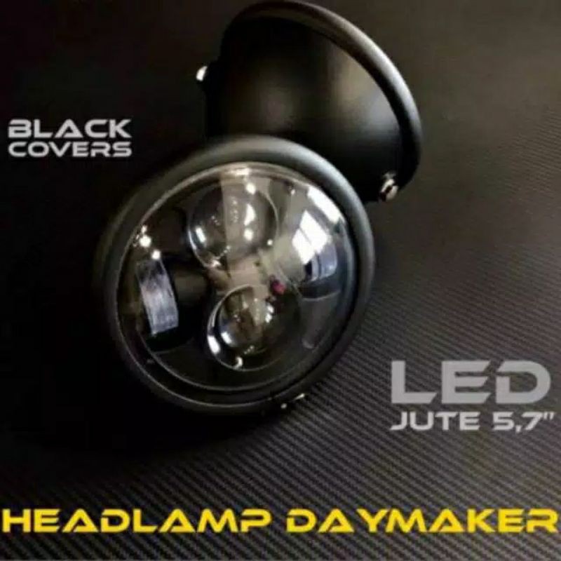 Headlamp Reflektor Lampu Depan Led Daymaker 5 75 Inch 4 Led + Batok Hitam