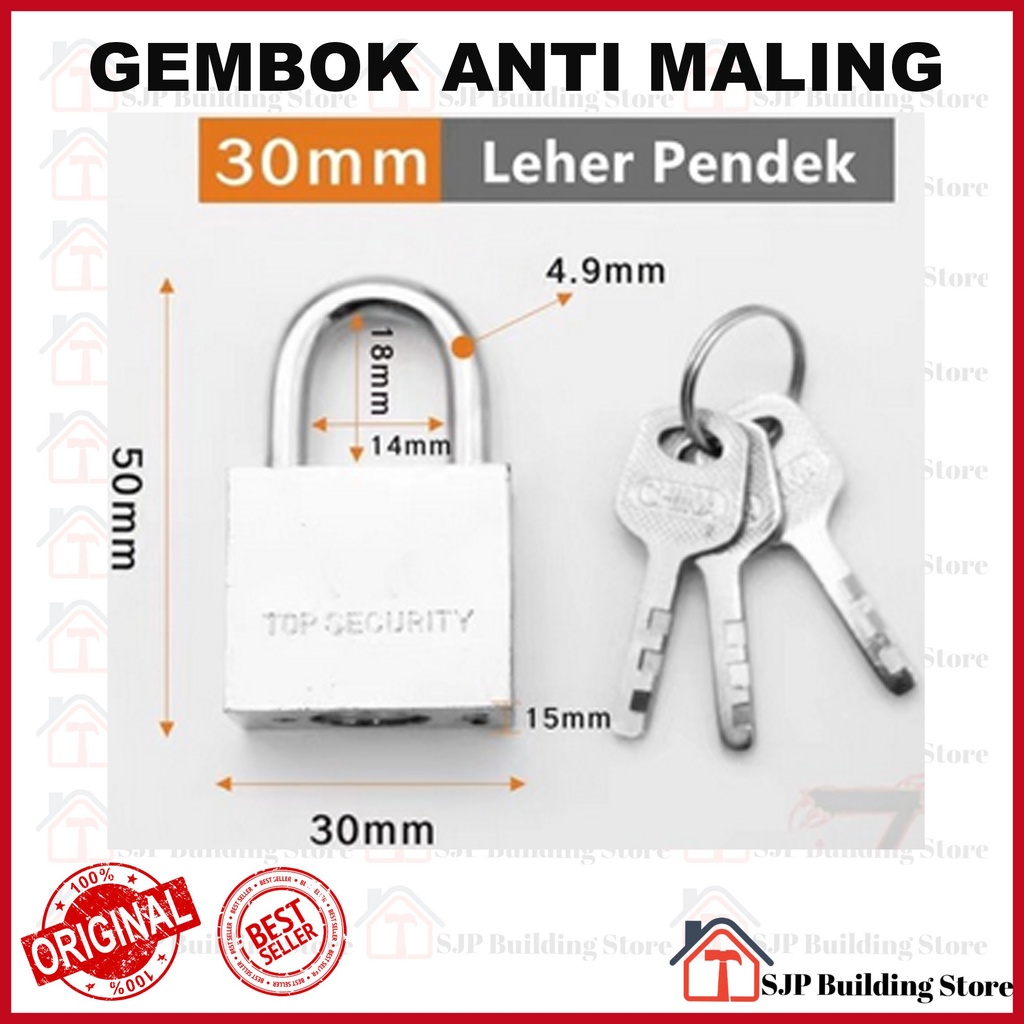 (COD) PROMO!!! Gembok Putih Anti Rust Anti Maling Anti Cut -  Gembok pintu rumah