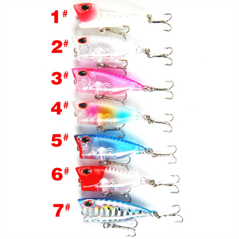 Shengyao 1Pcs Luminous Popper Umpan Pancing 4cm/3.3g Fishing Lure Ikan Bass Bait Wobbler Topwater Fishing
