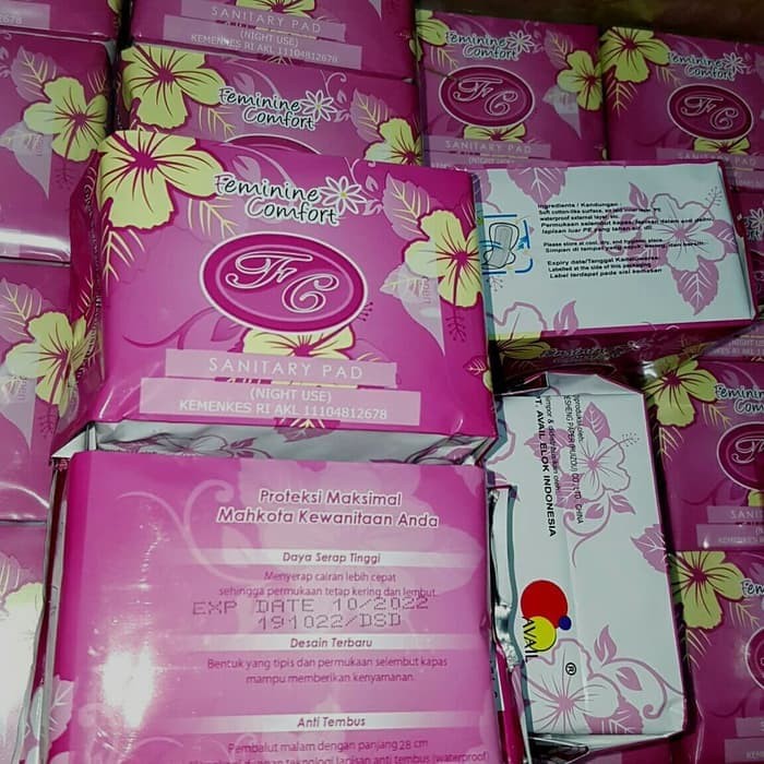 Avail Night Use Pembalut Malam Hari Bersayap Anti Bocor Avail Pink Merah