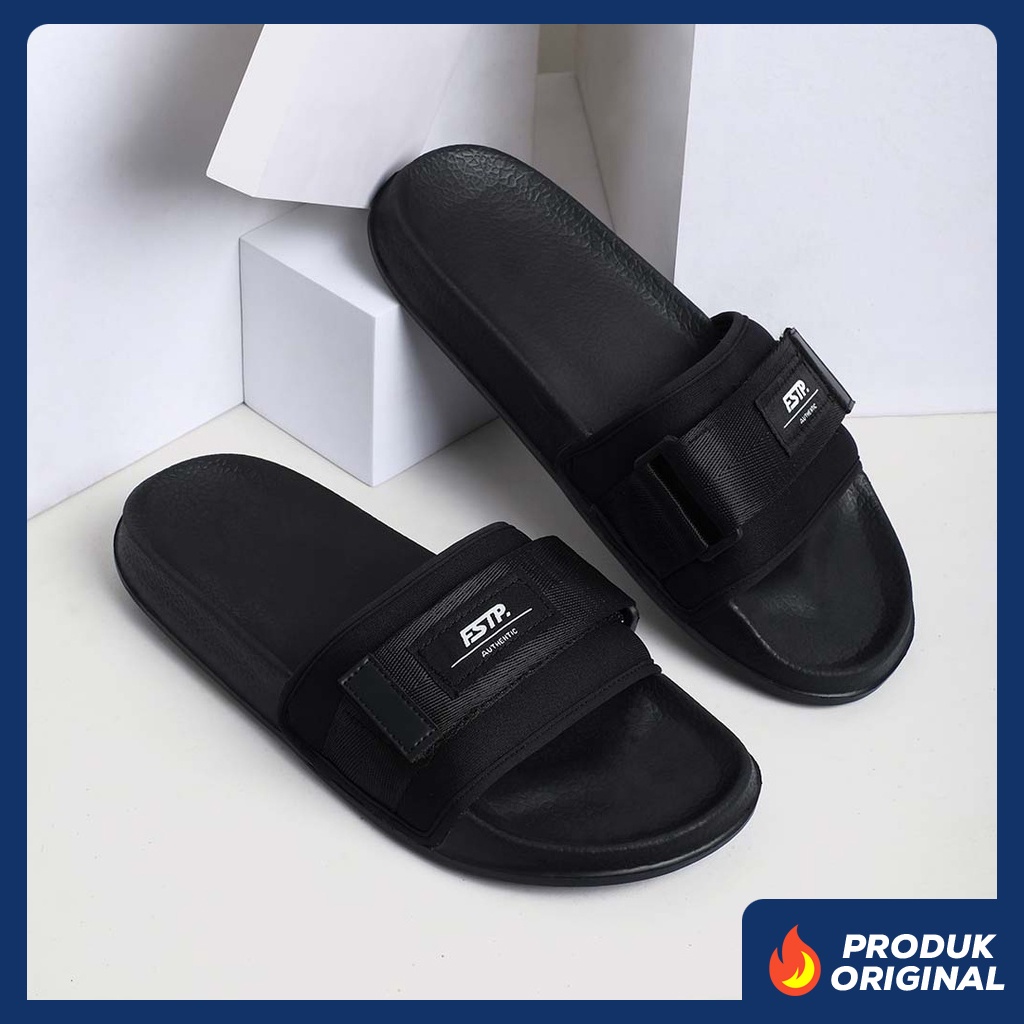 VOLTA BLACK ORIGINAL x FOOTSTEP Sandal Casual Hitam Pria Sendal Slide Jalan Santai Harian Slippers Hangout Main Kondangan Lebaran Slop Selop Karet Anti Slip Premium Slip On Remaja Dewasa Flip Flop Kerja Formal Sport Footwear Keren Terbaru Kekinian Branded