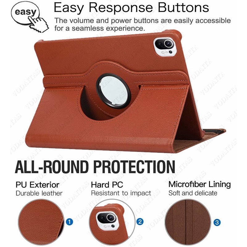 Case Bahan Kulit Pu Rotasi 360 Derajat Dengan Stand Pen Untuk Xiaomi Mipad 5 Mipad 5 Pro 11 Inch 5 Pro 11 2021
