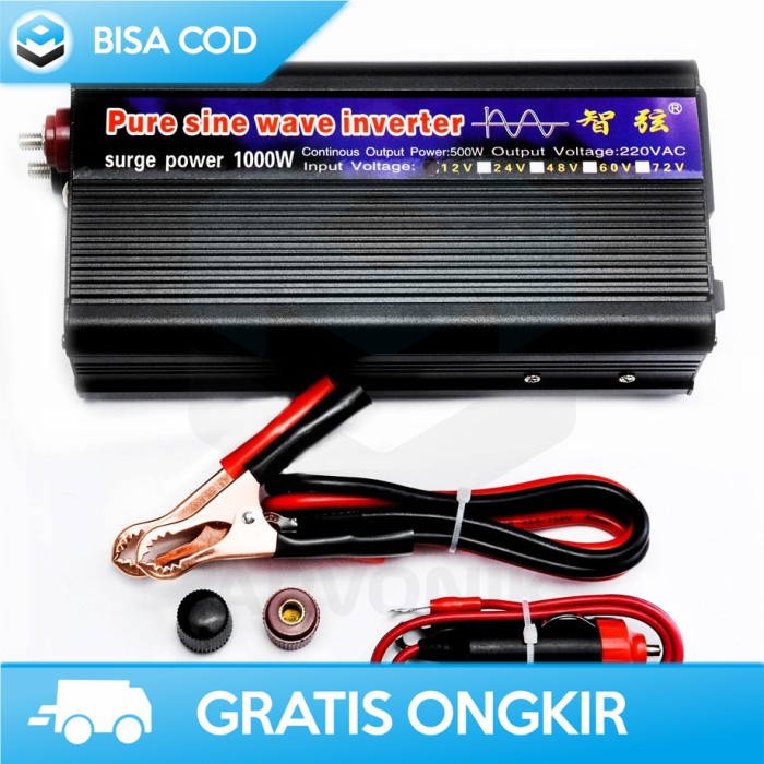 Car Power Inverter Mobil Dc Ke Ac Pure Sine Wave 1000 Watt Taffware