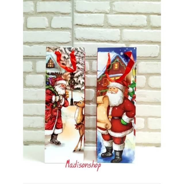 

Paper Bag Panjang Merah Kantong Kado Tas Sovenir Santa Natal Murah