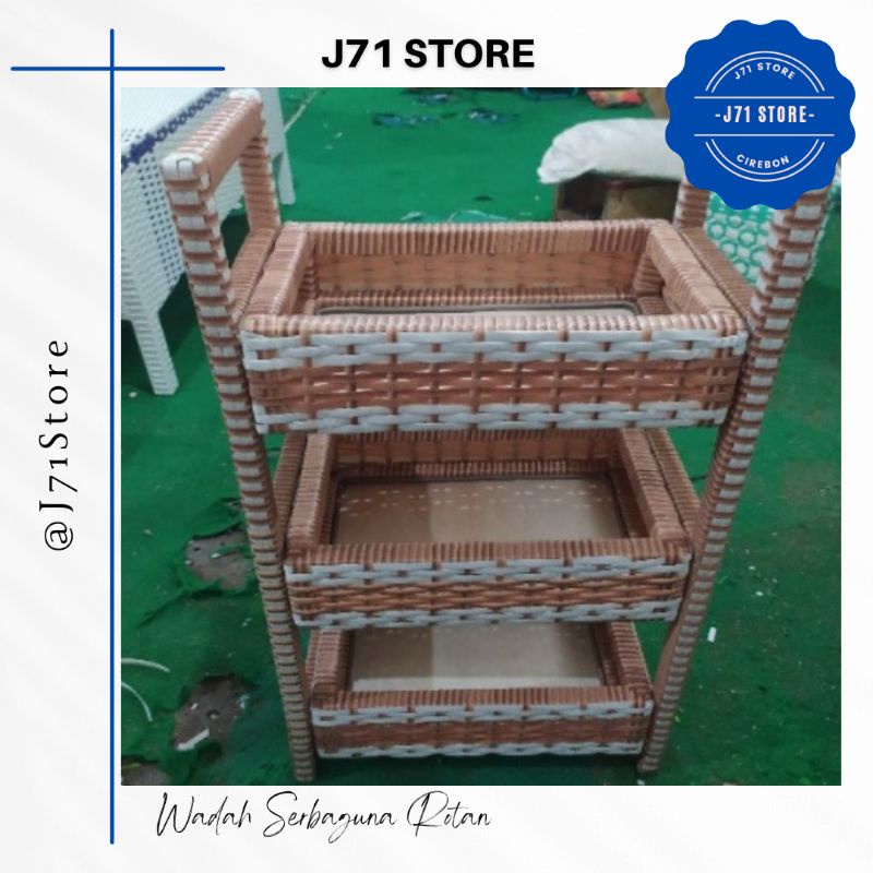 Keranjang 3 Susun Rotan Sintetis
