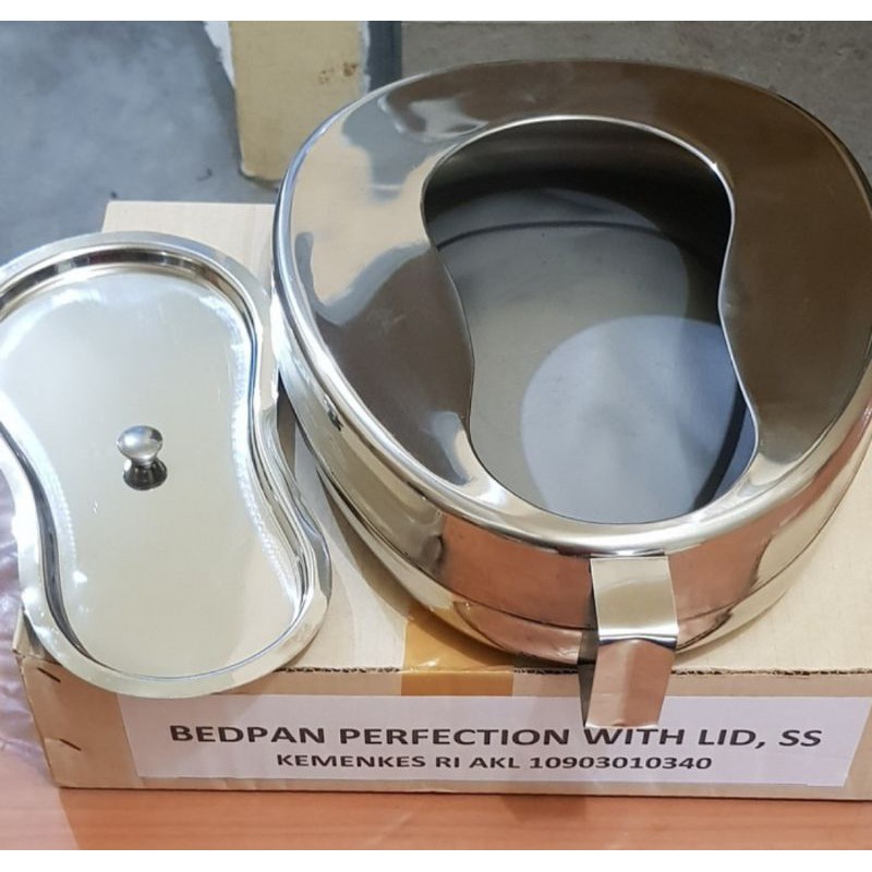 BedPan / Bed Pan / Pispot Sodok BAB Pasien Bak Stainless + Tutup