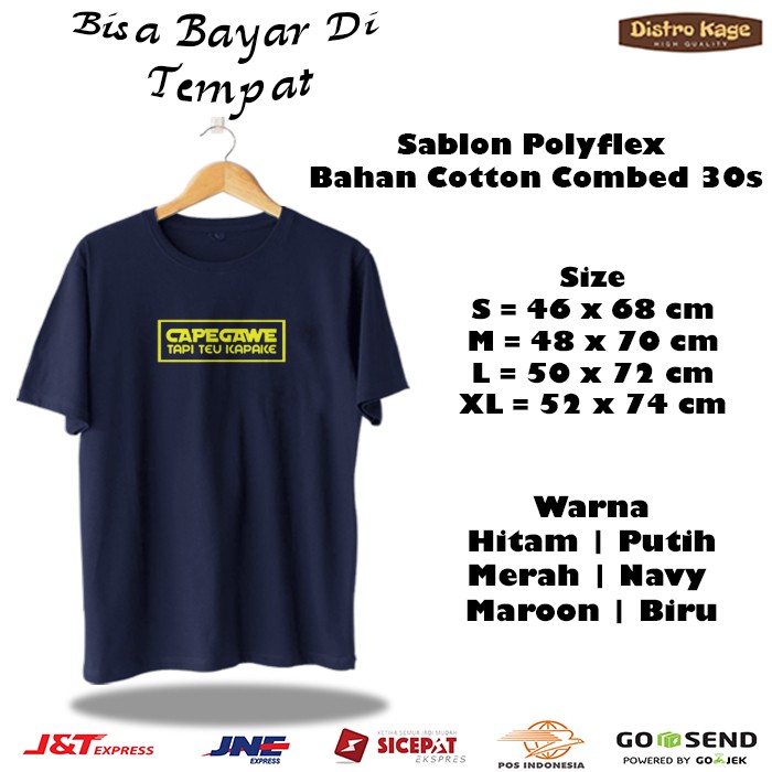BAJU KAOS PRIA WANITA DISTRO SIMPLE KATA KATA SUNDA Cape Gawe Teu kapake CEWEK COWOK T SHIRT KEREN
