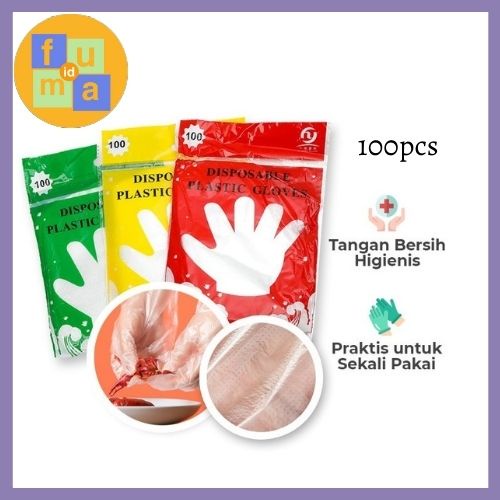 Sarung Tangan Plastik Isi 100Pcs Disposable Plastic Glove / Sarung Tangan Plastik Sekali Pakai