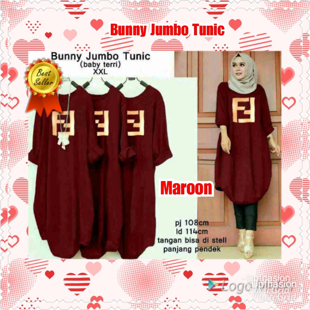 TERMURAH BLOUSE BUNNY JUMBO TUNIC BLACK / NAVY / MAROON / TERPOPULER / TERLARIS/ KONDANGAN/TERMURAH