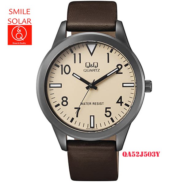 Jam Tangan Pria Classic Casual Kulit Leather Analog Original Q&amp;Q QnQ QQ QA52 QA52J Series