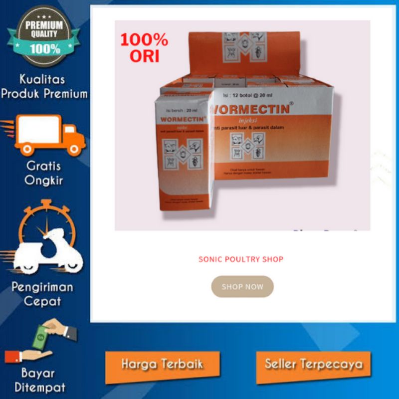 Wormectin 20ml Obat  Inject Jamur Parasit Cacing Scabies Kucing Anjing Domba Kambing Sapi ORIGINAL 1