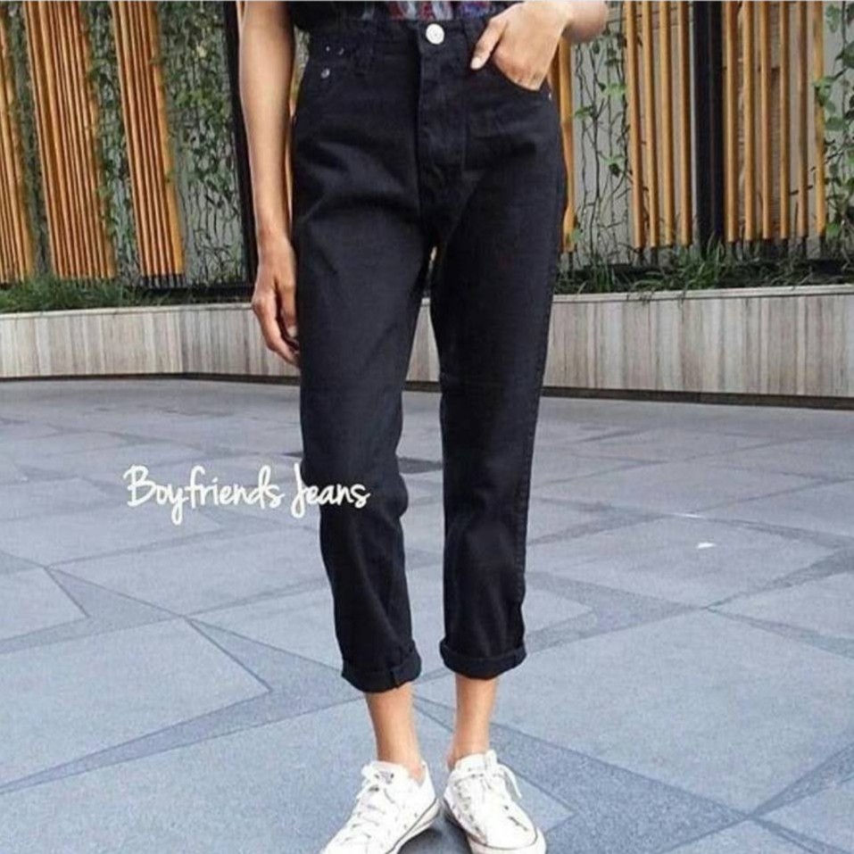 CELANA JEANS WANITA BOYFRIEND JEANS BLACK