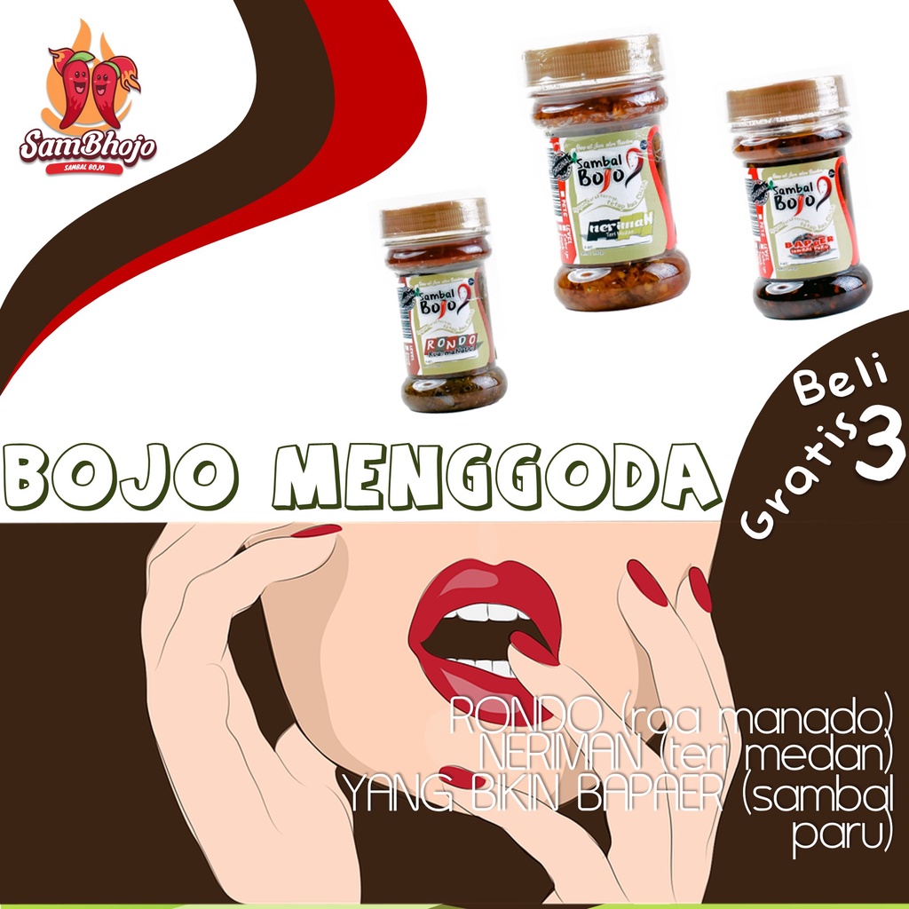 

SamBhojo - Paket Bundle Bojo Menggoda - Sambal Paru, Sambal Teri Medan, Sambal ROa Manado (BAPaER, NERIMAN, RONDO)