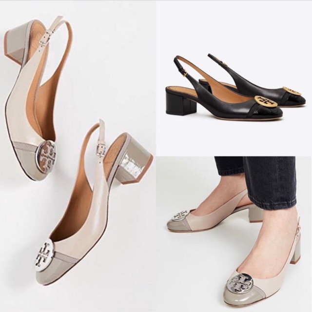 TERMURAH Ready stock Tory burch minnie cap toe sling back pump original