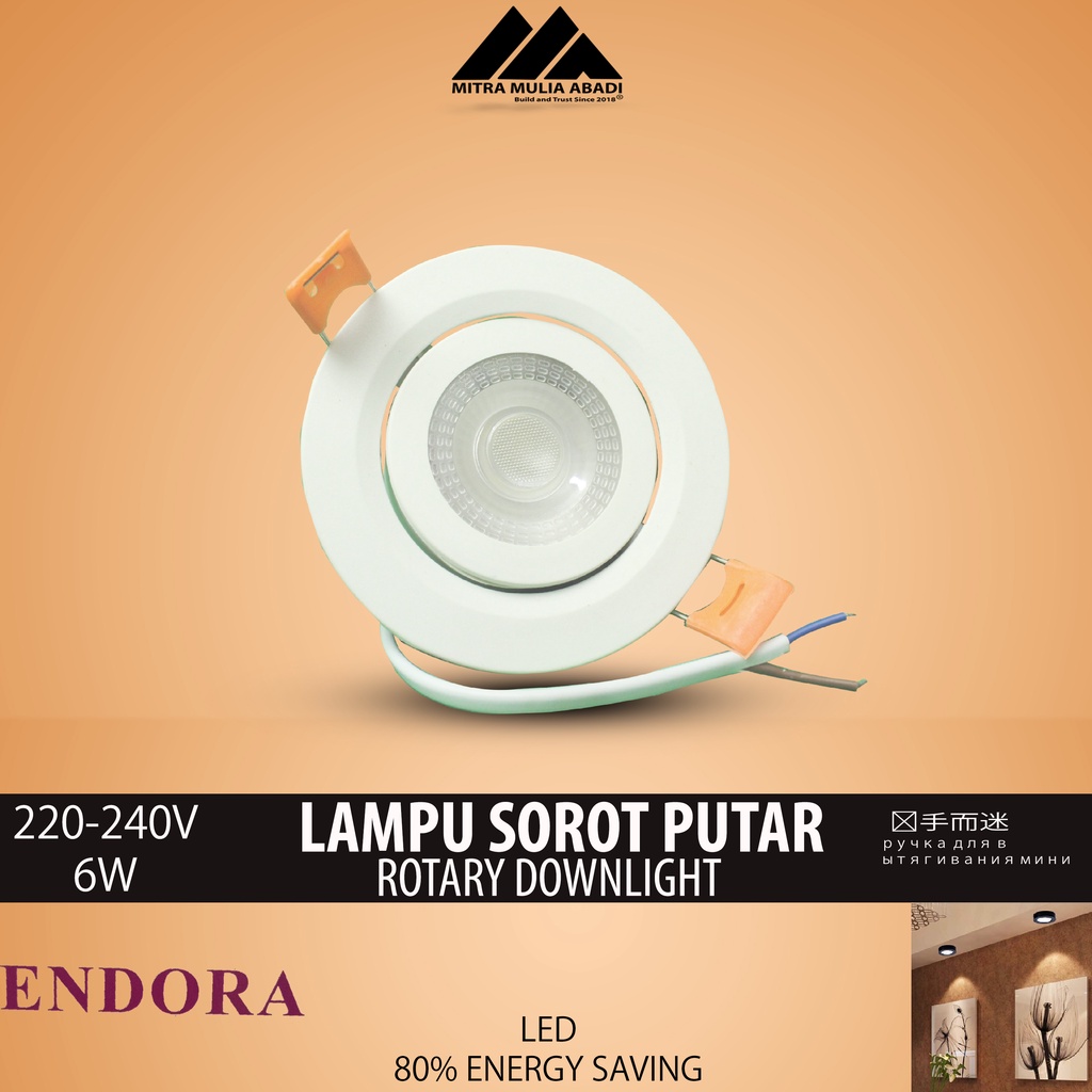 Lampu Sorot Down Light Bulat Putih 6watt Putar Putih