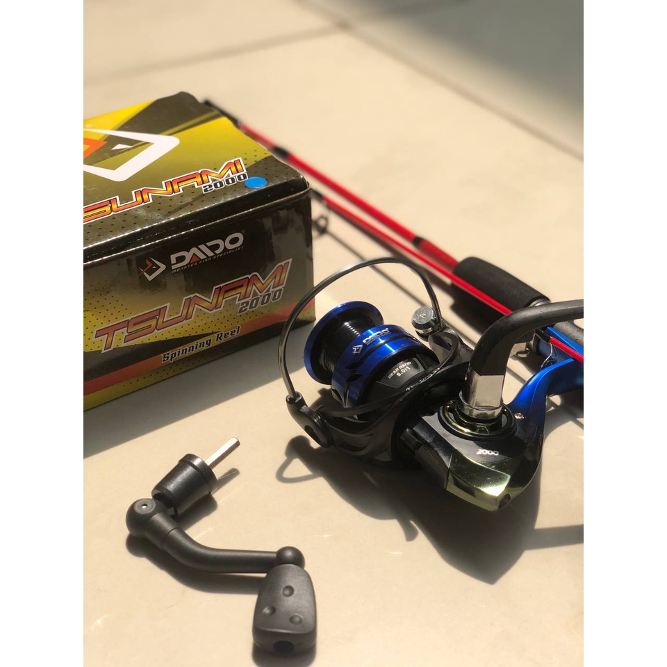Set Pancing Joran sambung 2 dan Reel Daido Tsunami ukuran 4000