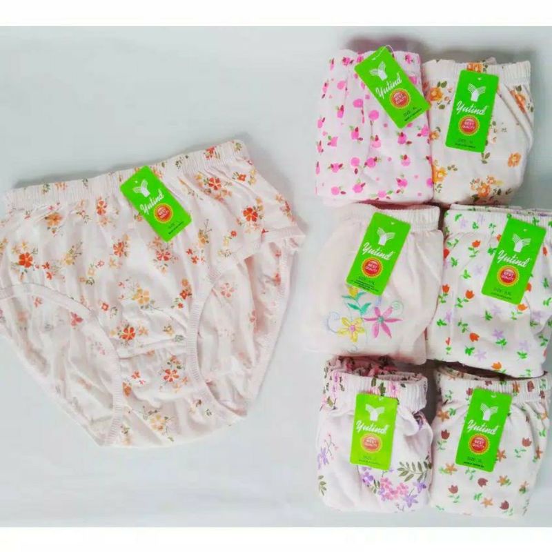 YUTIND | KATUN MISTI - 6 PCS  CD Wanita Yutind ( Sablon / Bordir ) / Celana Dalam Wanita Yutind VARIASI