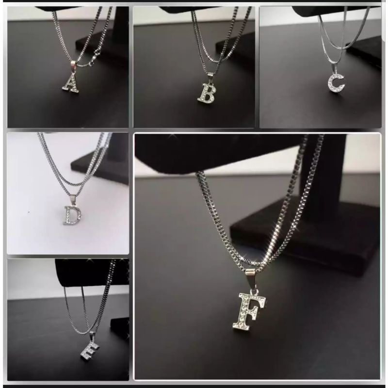 KALUNG RHODIUM HURUF ANTI KARAT / KALUNG RHODIUM SILVER ANTI KARAT A sampai Z