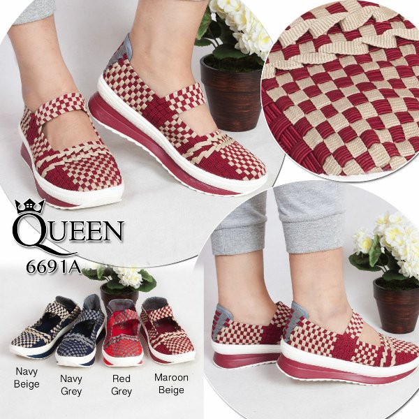 SEPATU WANITA SEPATU RAJUT ORIGINAL QUEEN 6691A