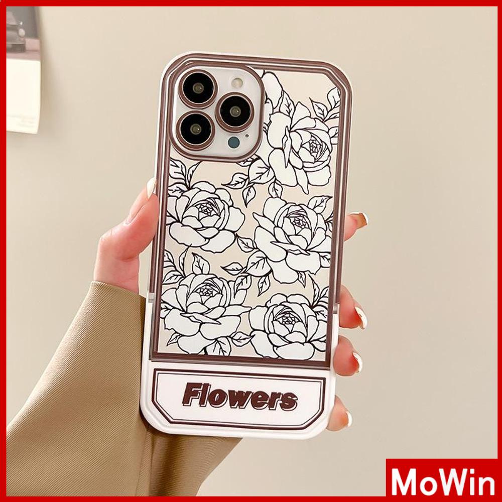 iPhone Case Acrylic Invisible Folding Stand Silicone Soft Case Airbag Shockproof Cover Camera Retro Flower Compatible For iPhone 11 Pro Max 13 Pro Max 12 Pro Max 7Plus xr XS Max