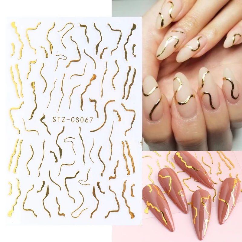 1 Lembar / Pak Stiker Kuku Foil Transfer Air Motif Geometri Asimetris 3d Untuk Nail Art / Manicure Diy