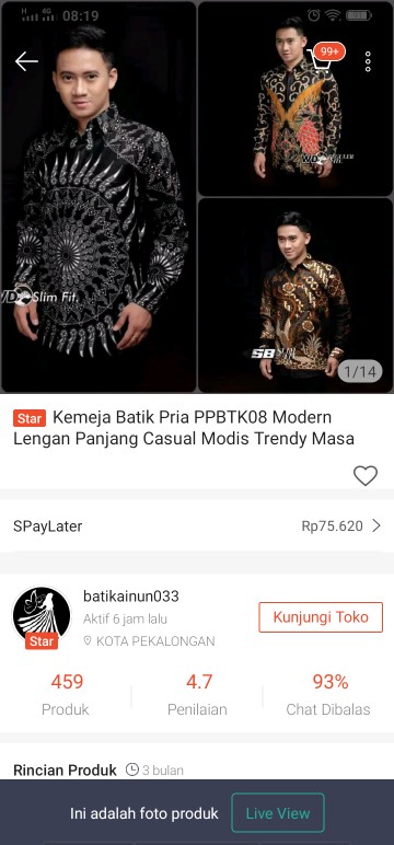 Kemeja Batik Pria Ppbtk08 Modern Lengan Panjang Casual Modis Trendy Masa Kini M L  Asli Pekalongan