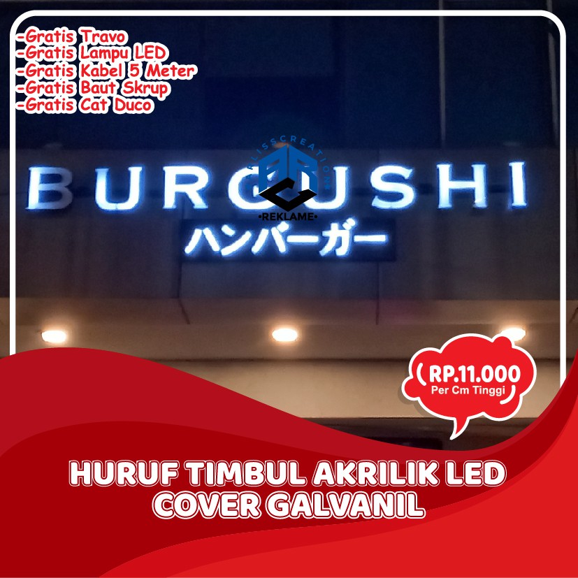 Jual HURUF TIMBUL AKRILIK LED COVER PLAT GALVANIL ACRYLIC TIMBUL ...