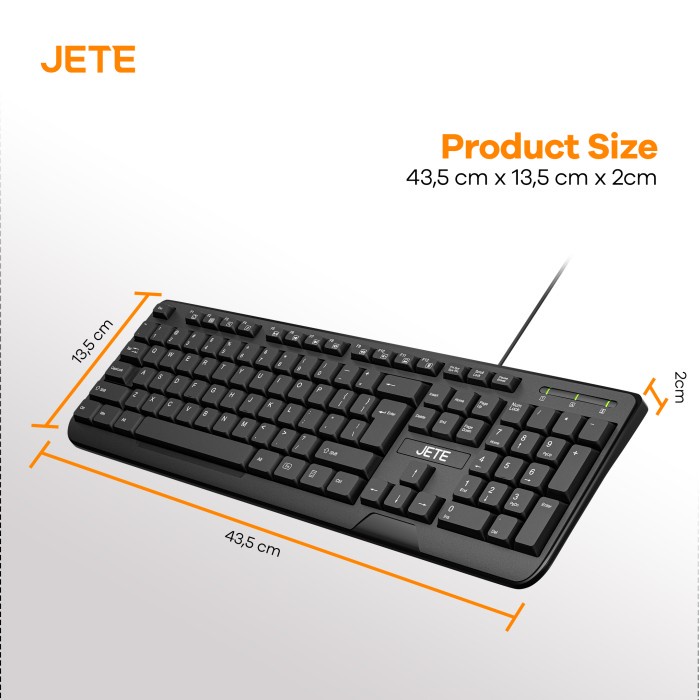 Keyboard USB Laptop Komputer JETE KB1 Silent Key Original Garansi 2 Th