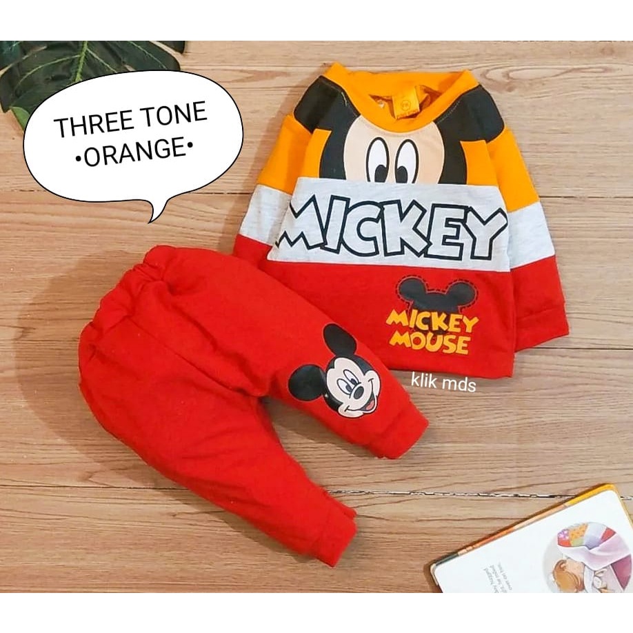 Setelan Sweater Bayi Laki - Laki / Baju Anak Cowok Motif Three Toon Usia 3-12 Bulan