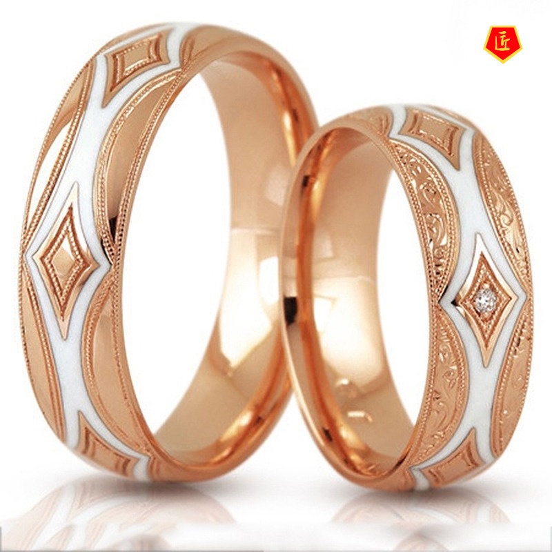 [Ready Stock]Fashion Distinctive Rose Gold Inlaid Ceramic Ring